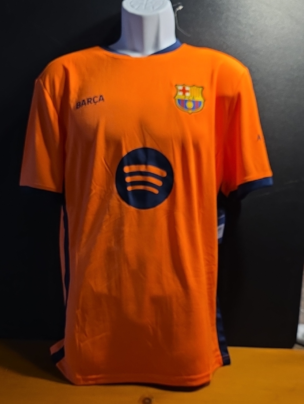 FC Barcelona Orange Soccer Jersey with Navy Accents
